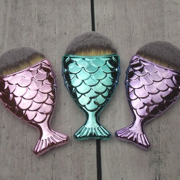 Mermaid Make Up Brush 3 Turquoise Lavender Pink - Picture 1 of 5